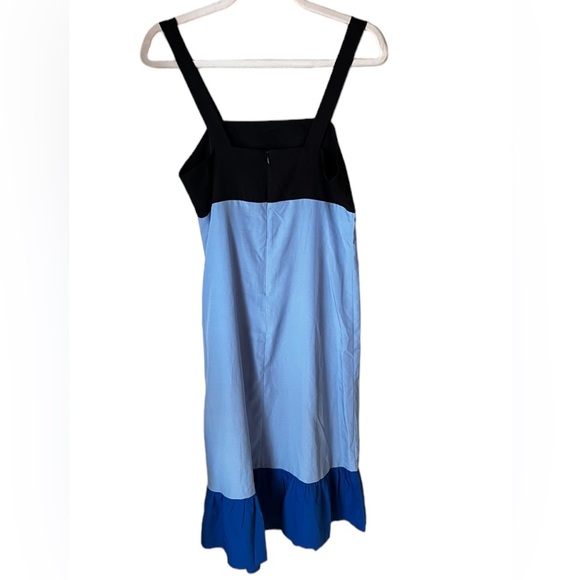 BEAUTIFUL BLUE COLOR BLOCK RUFFLE END DRESS - Picture 2 of 6